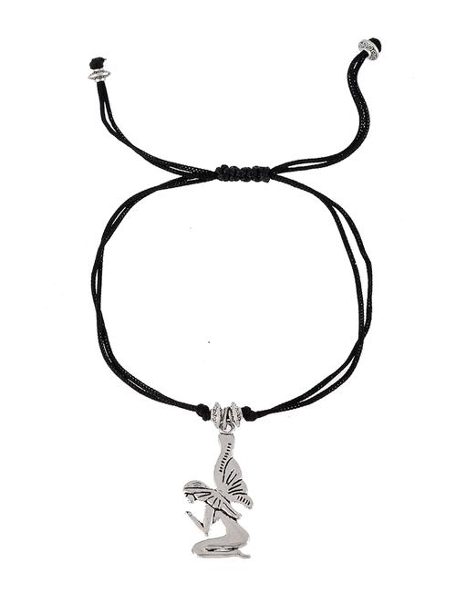 silver-plated & black angel protection evil eye anklet - 18230435 -  Standard Image - 0