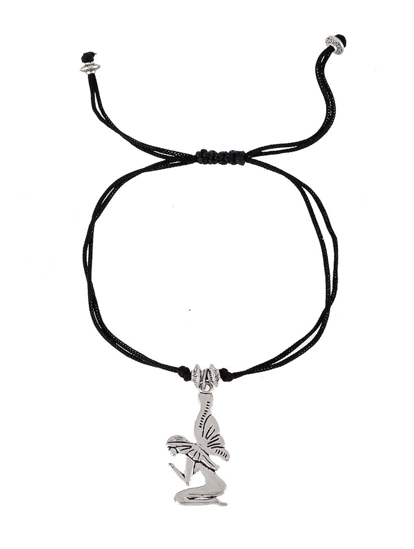 silver-plated & black angel protection evil eye anklet - 18230435 -  Zoom Image - 0