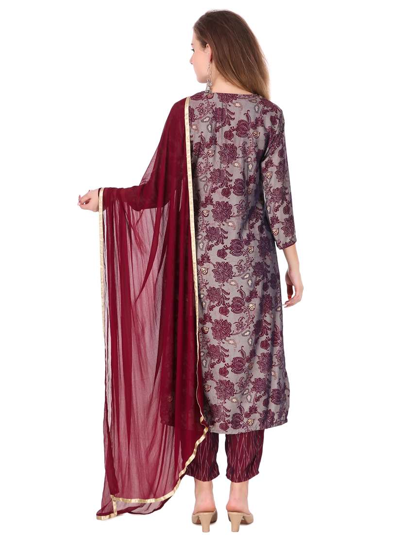 red rayon kurta pant set - 18230575 - Standard Image - 3