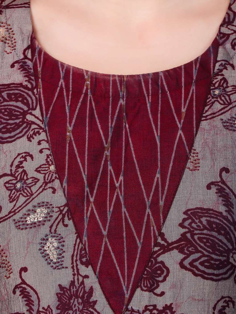 red rayon kurta pant set - 18230575 - Standard Image - 5