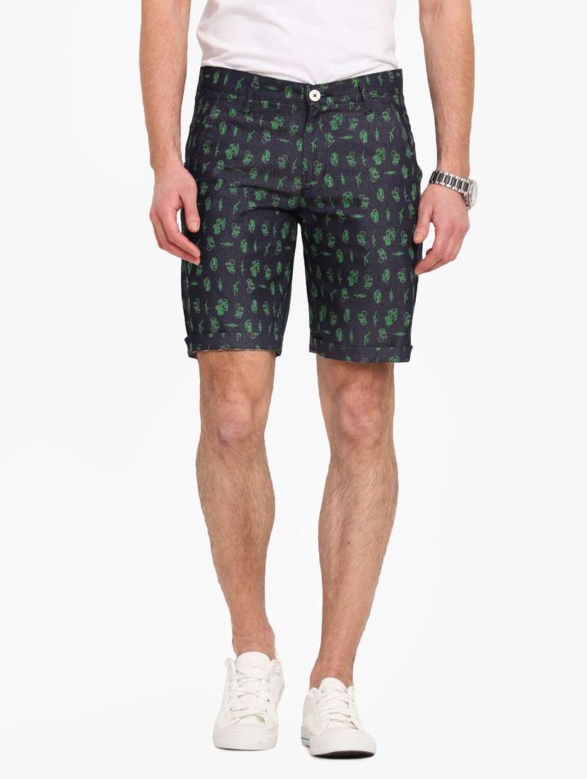 navy blue printed short