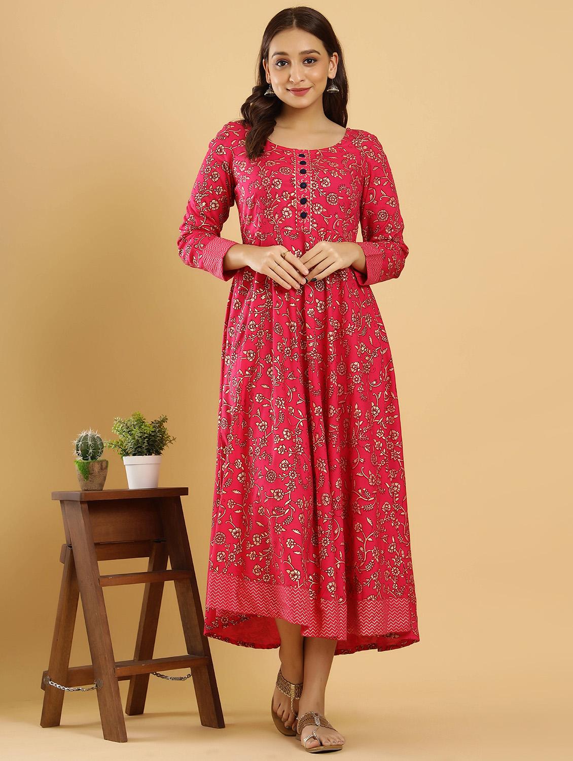 pink rayon fit & flare gown - 18230830 - Zoom Image - 0