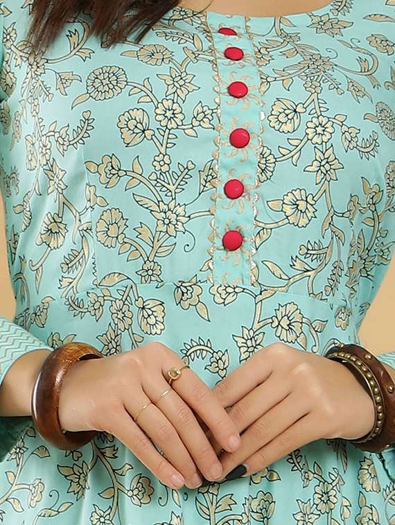 light blue rayon fit & flare gown - 18230831 - Standard Image - 3