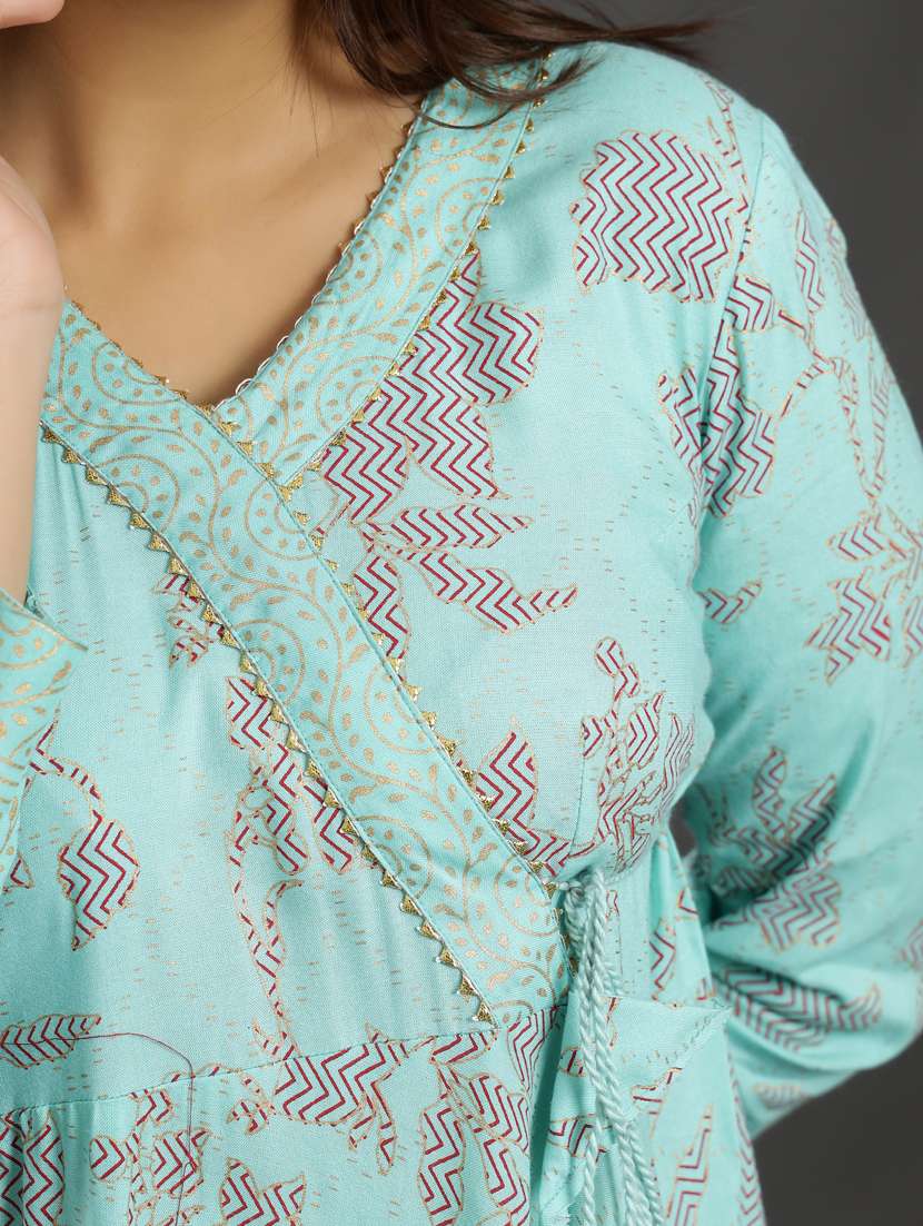 light blue rayon fit & flare gown - 18230878 - Standard Image - 3