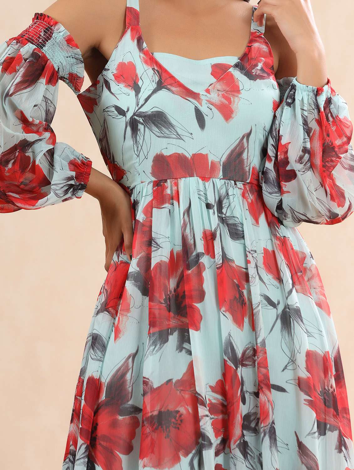 women's fit & flare floral dress - 18231018 - Standard Image - 3