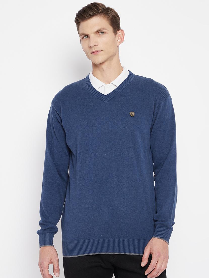 navy-blue solid pullover - 18231120 - Zoom Image - 0