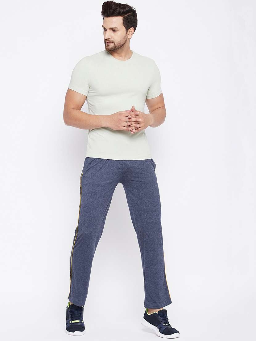 navy blue melange track pant - 18231509 -  Standard Image - 3