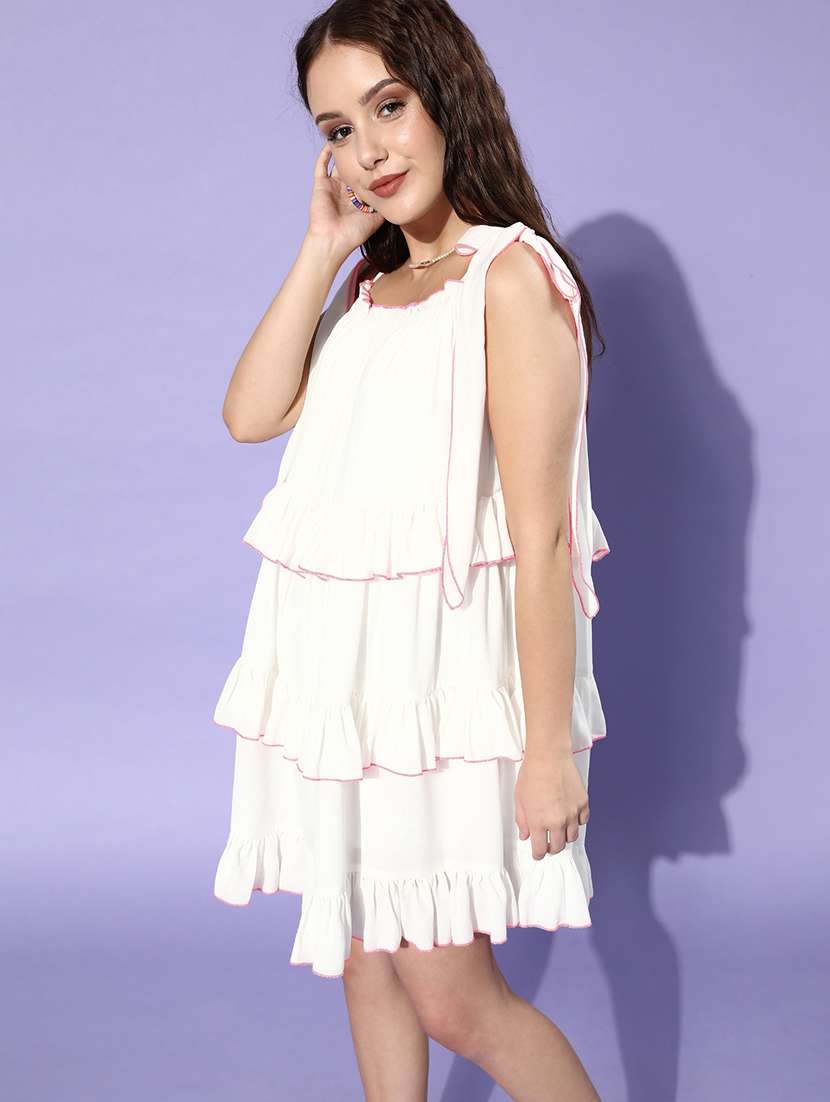 Tie Knot Shoulder Fit \u0026 Flare Dress 