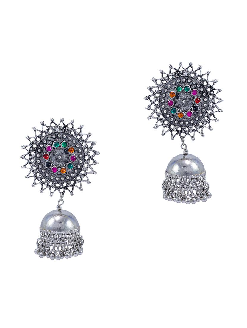 multi colored metal jhumka earring - 18232091 - Zoom Image - 0