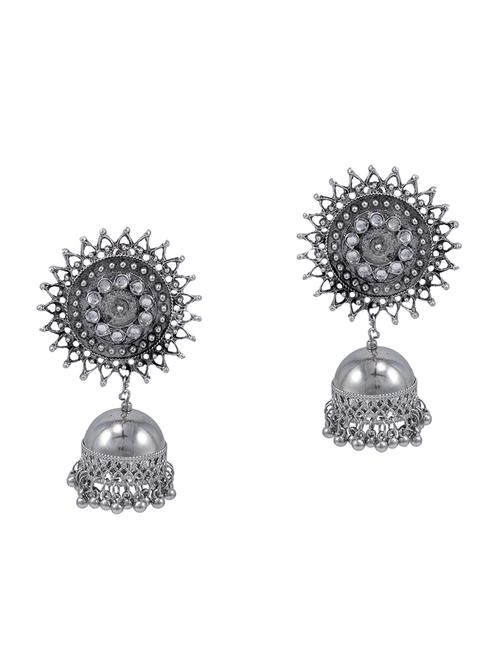 white metal jhumka earring - 18232100 -  Standard Image - 0