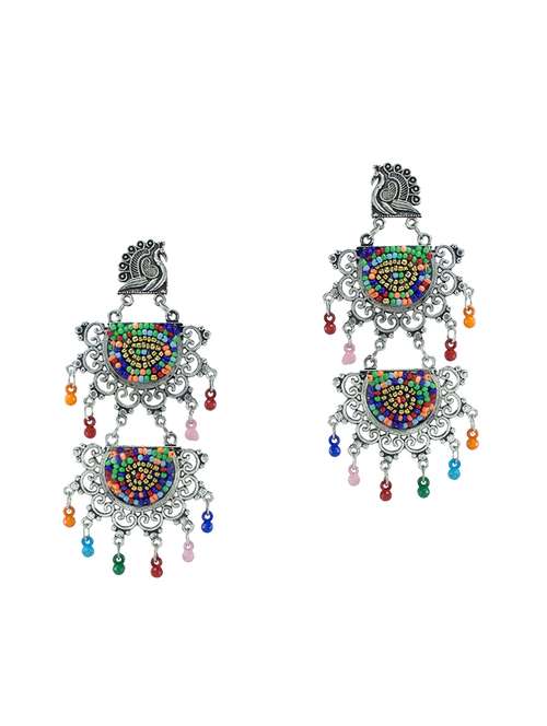 multi colored metal drop earring - 18232102 -  Standard Image - 0
