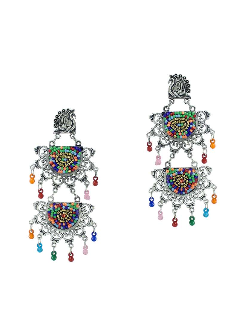 multi colored metal drop earring - 18232102 -  Zoom Image - 0