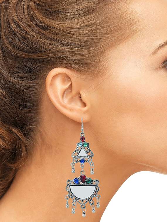 multi colored metal drop earring - 18232210 -  Standard Image - 3