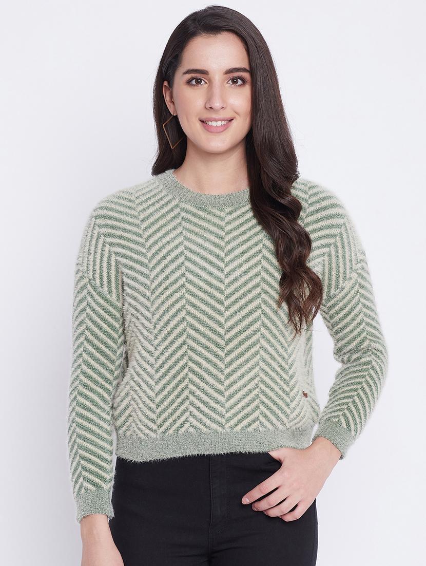 round neck chevron pullover - 18232923 - Zoom Image - 0