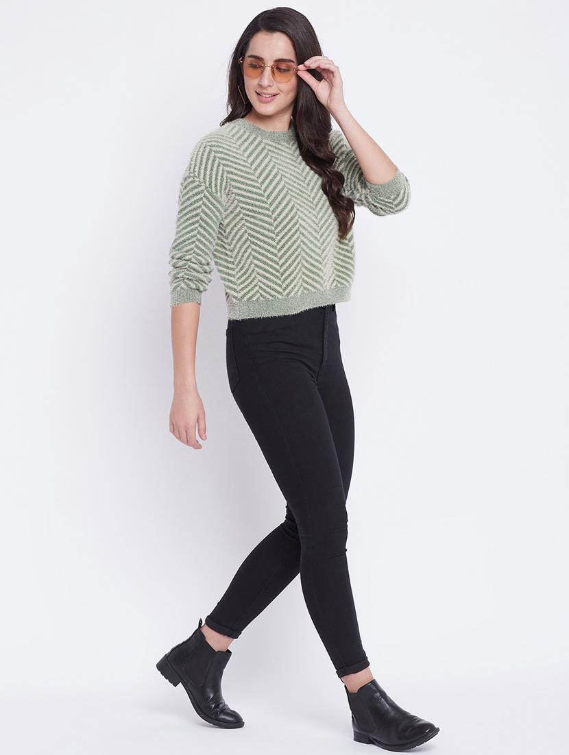 round neck chevron pullover - 18232923 - Standard Image - 3