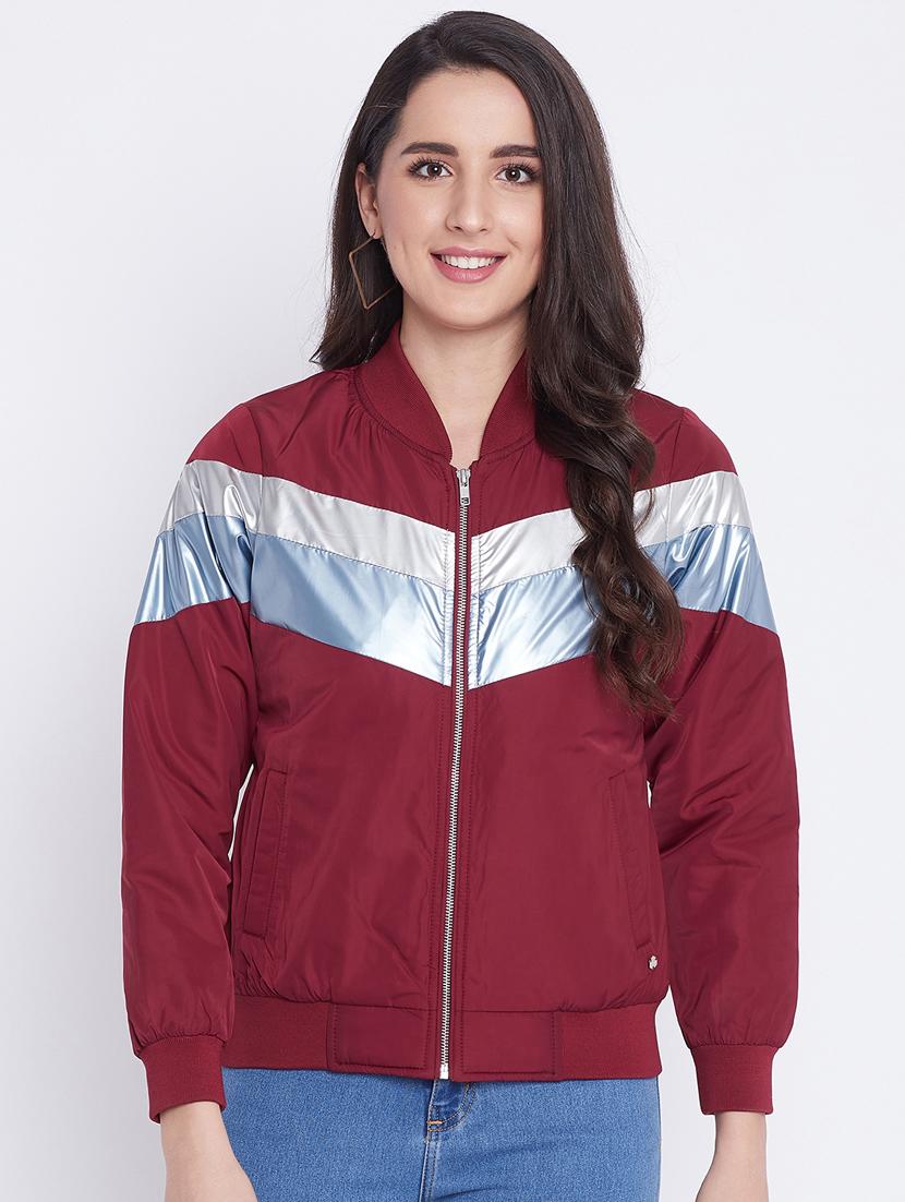 red color block jacket - 18232939 - Zoom Image - 0