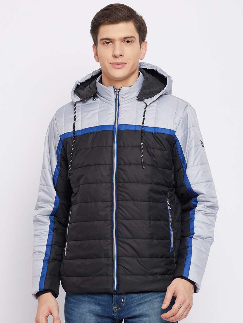 men color block long sleeve quilted jacket