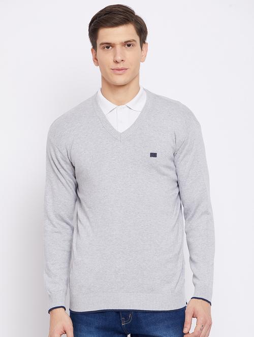 grey solid pullover - 18233028 -  Standard Image - 0