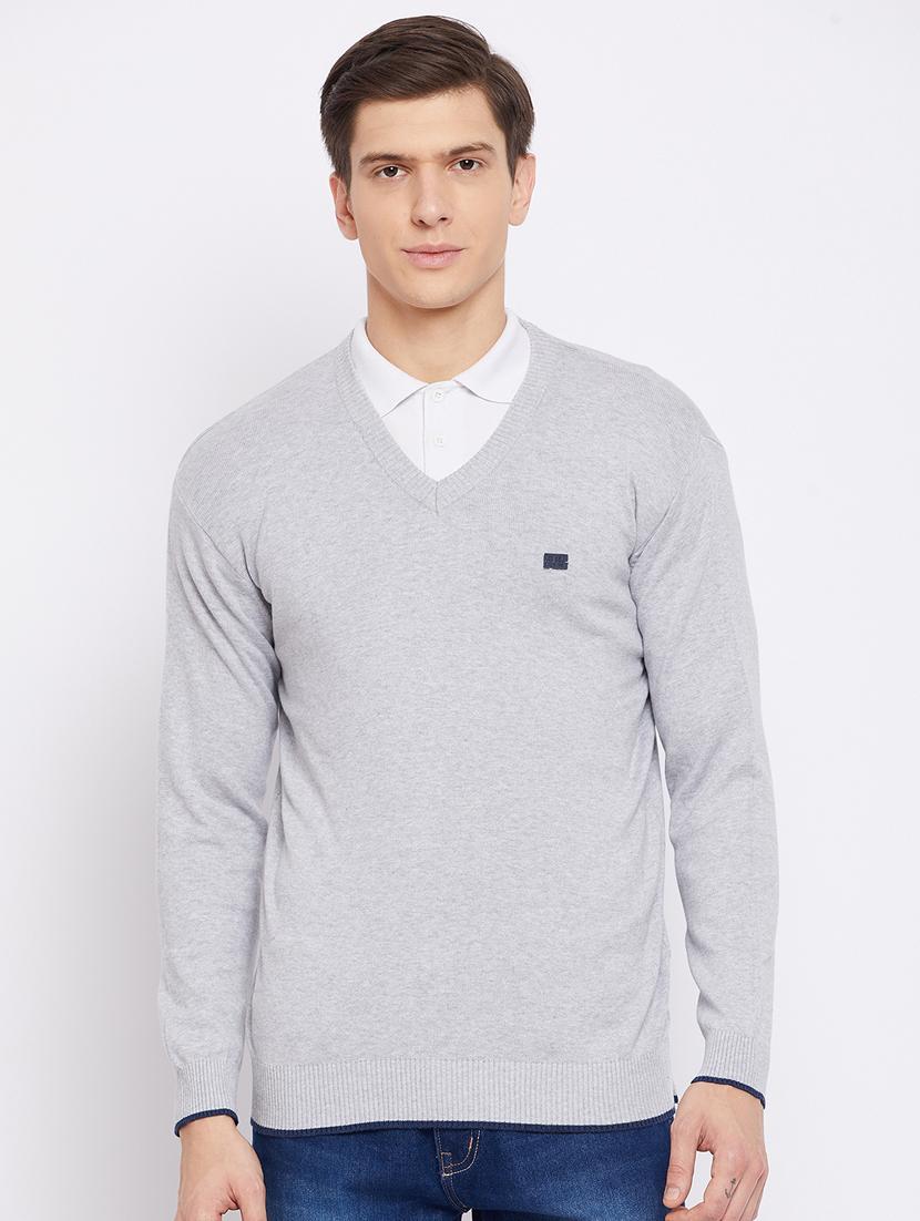 grey solid pullover - 18233028 -  Zoom Image - 0