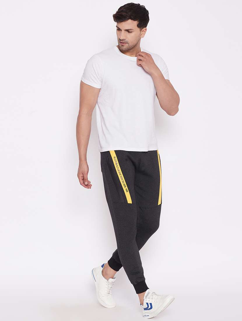 grey solid full length track pant - 18233031 -  Standard Image - 3