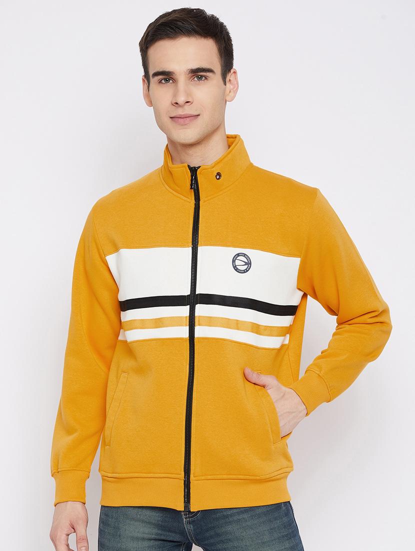 yellow color block cut & sew sweatshirt - 18233034 - Zoom Image - 0