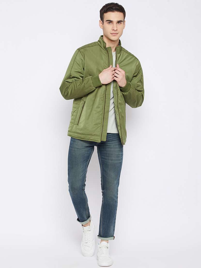 green solid bomber jacket - 18233053 -  Standard Image - 3