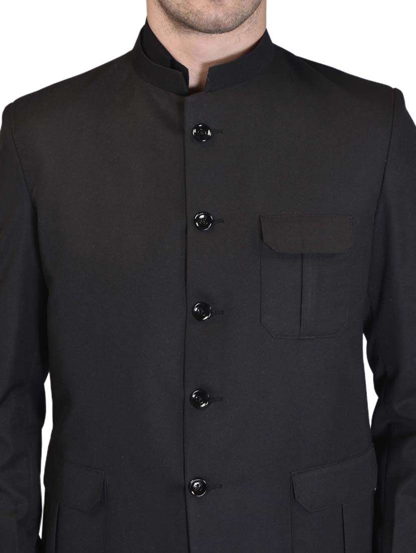 black solid single breasted casual blazer - 18233384 -  Standard Image - 3