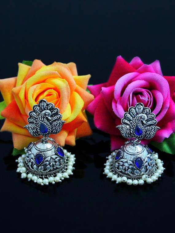 Blue Brass Drop Earring