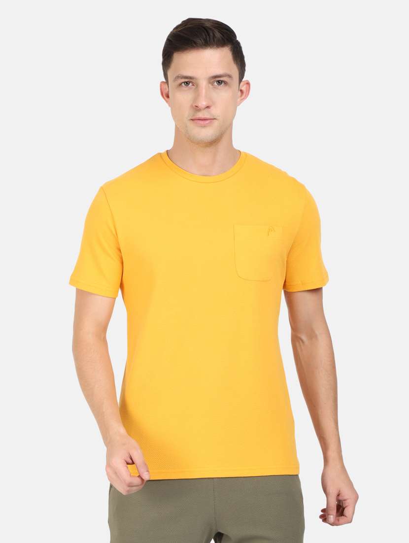 Buy online Yellow Solid T-shirt from Sports Wear for Men by Head