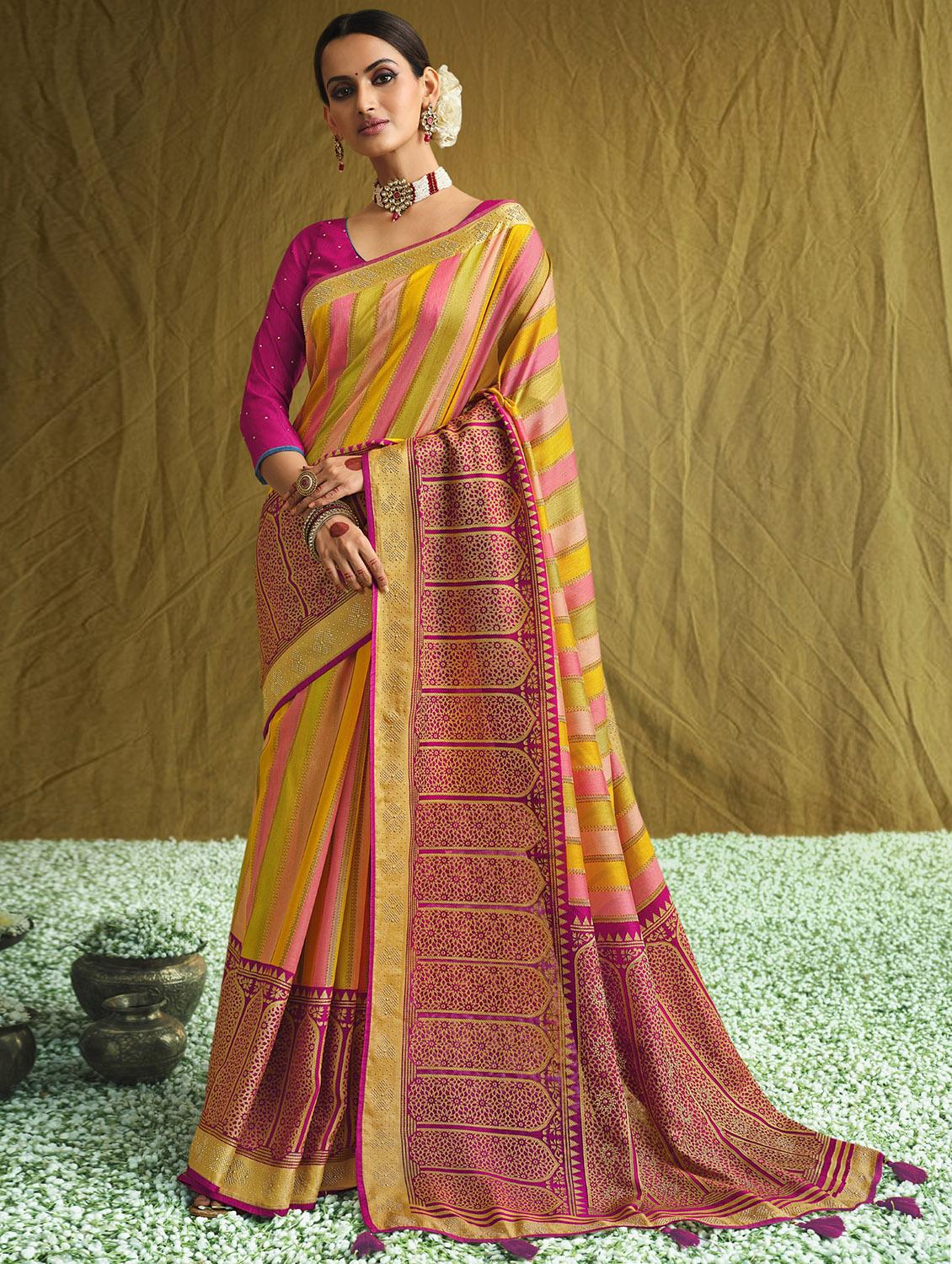 multi colored cotton silk printed saree with blouse - 18234286 -  Zoom Image - 0