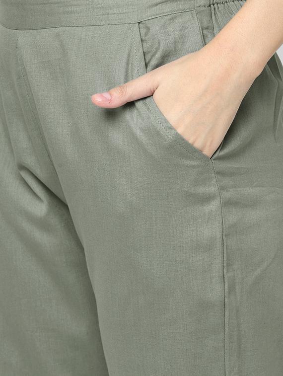 green cotton blend suit set - 18234458 - Standard Image - 5