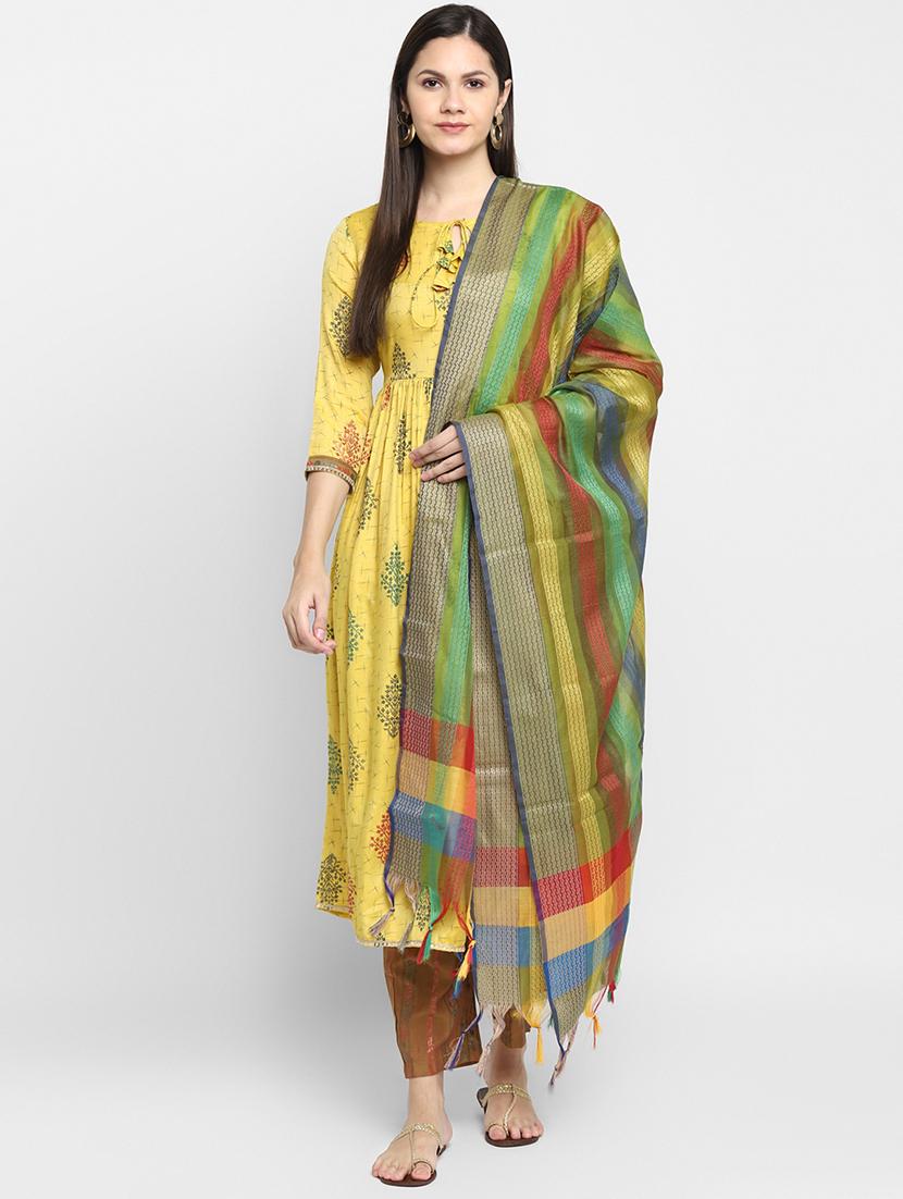 yellow cotton blend suit set - 18234478 - Zoom Image - 0