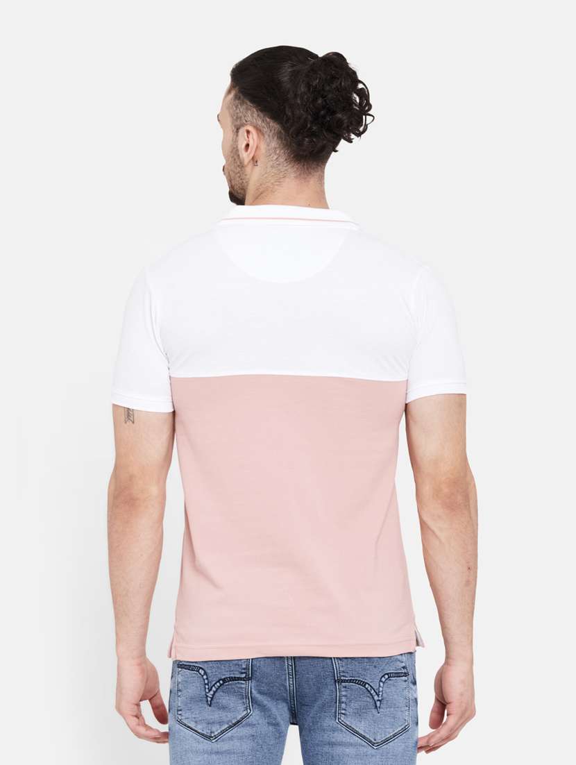 pink color-blocked chest-printed polo t-shirt - 18234666 - Standard Image - 3