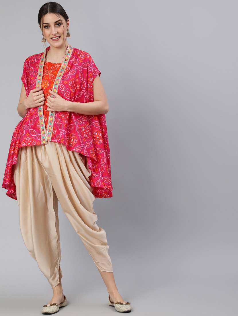 pink kurta fusion set