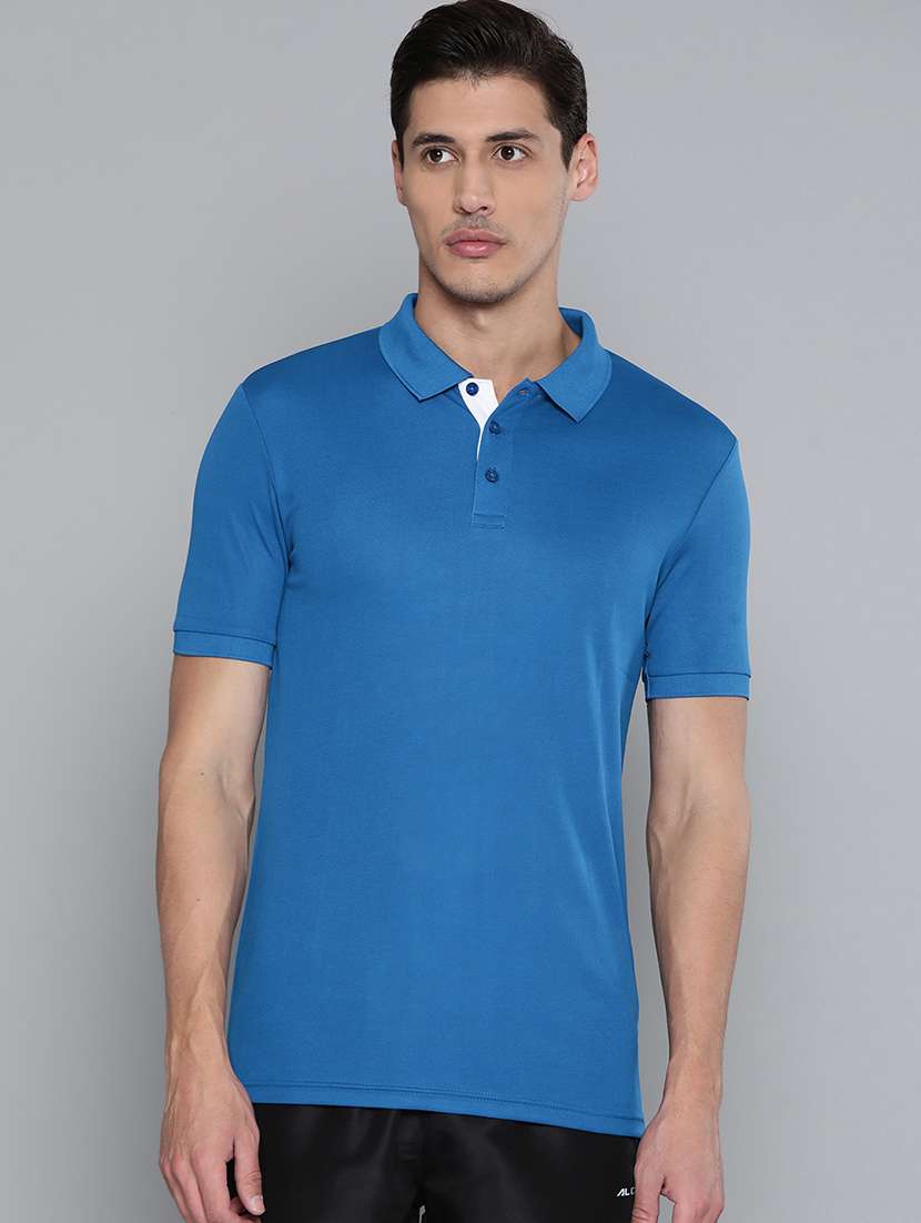 men blue solid polo t-shirt - 18235201 - Zoom Image - 0