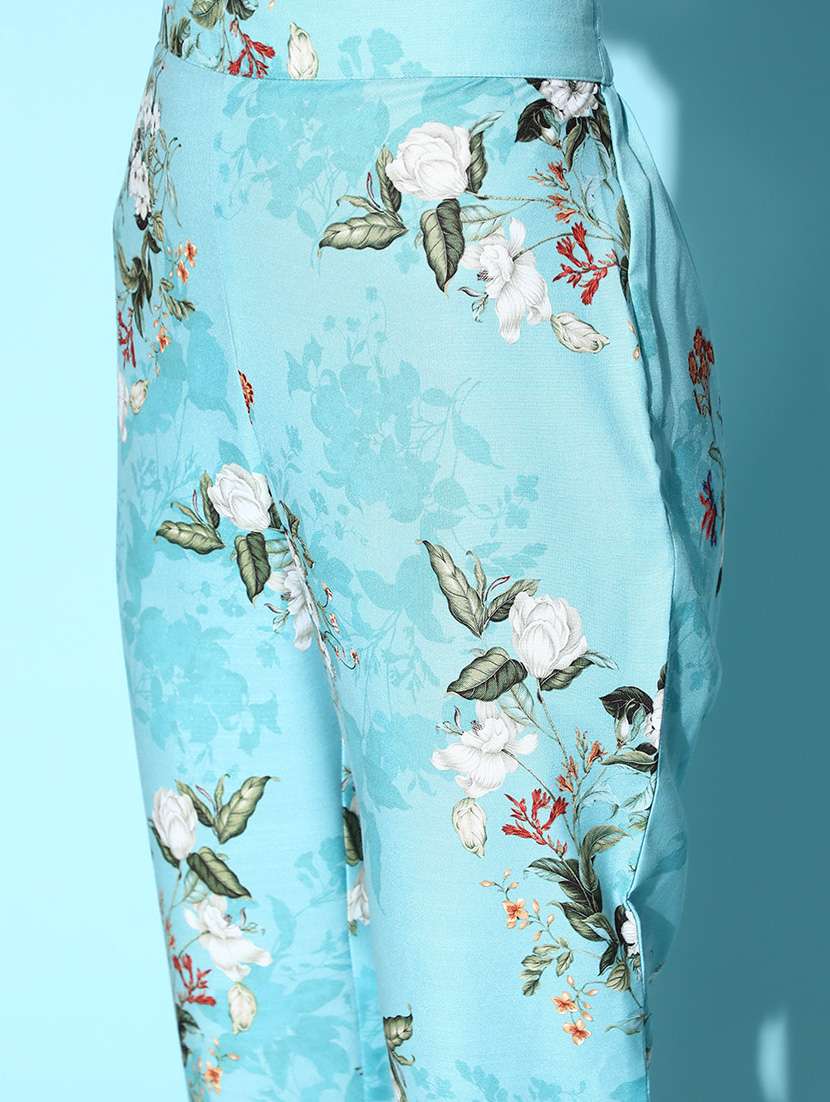 blue rayon kurta pant set - 18235937 - Standard Image - 5
