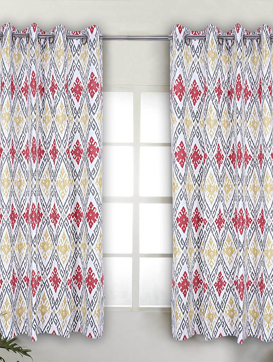 texstylers cotton abstract eyelet window curtain, 5ftx5ft, blue, pack of 1 - 18236252 -  Zoom Image - 0
