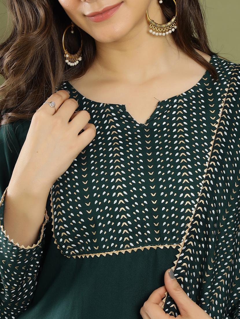 green rayon kurta palazzo set - 18236453 - Standard Image - 3