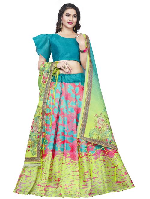 multi colored silk flared lehenga - 18236715 -  Standard Image - 0