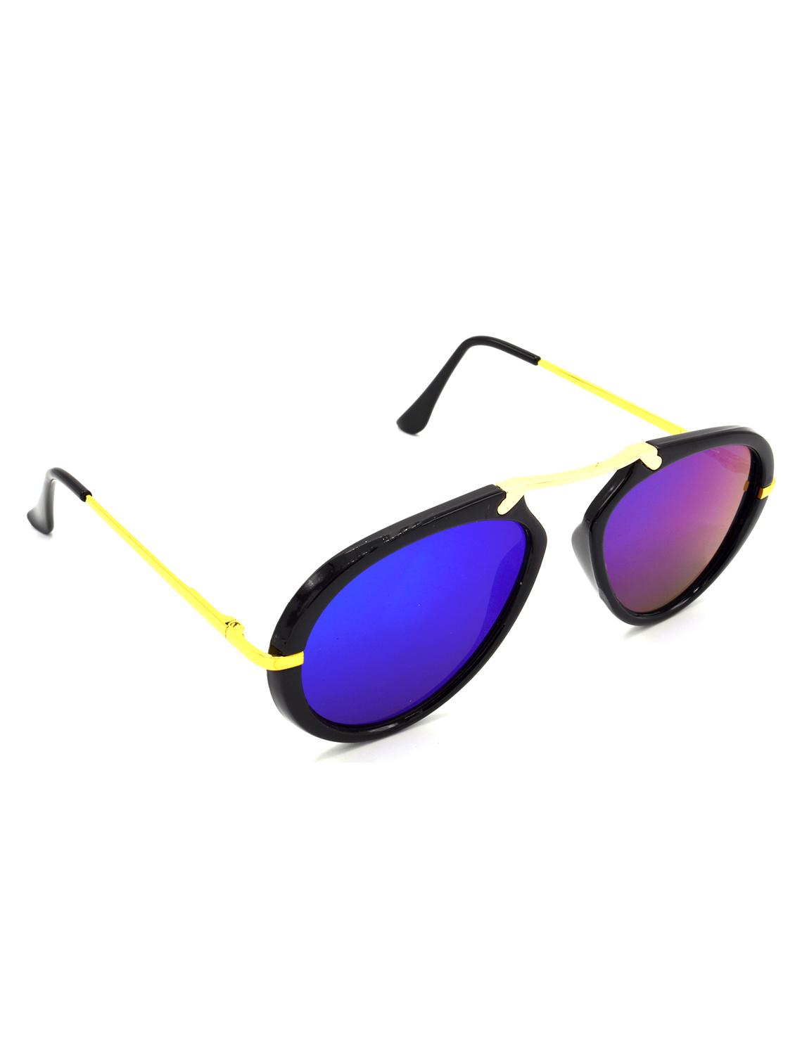hrinkar men women boys & girls wrap-around &  sunglasses black frame, blue lens (medium) - 18239194 -  Zoom Image - 0