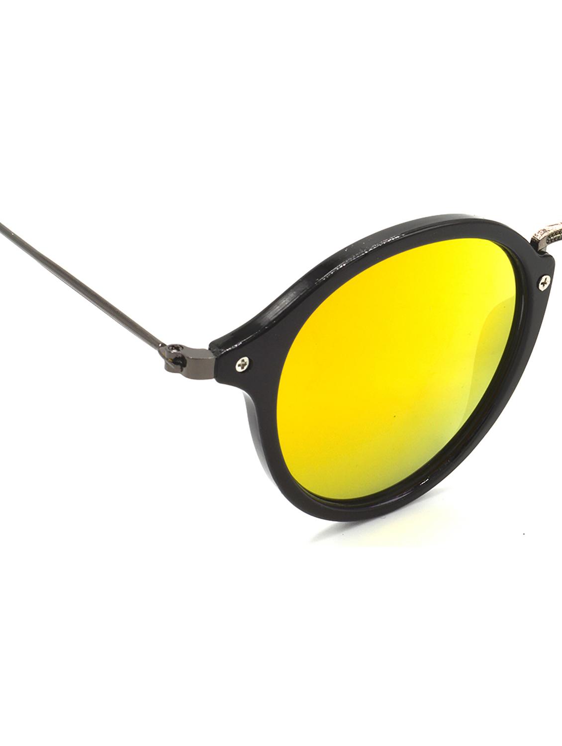 hrinkar men women boys & girls round & sunglasses golden frame, blue lens (medium) - 18239204 - Standard Image - 3