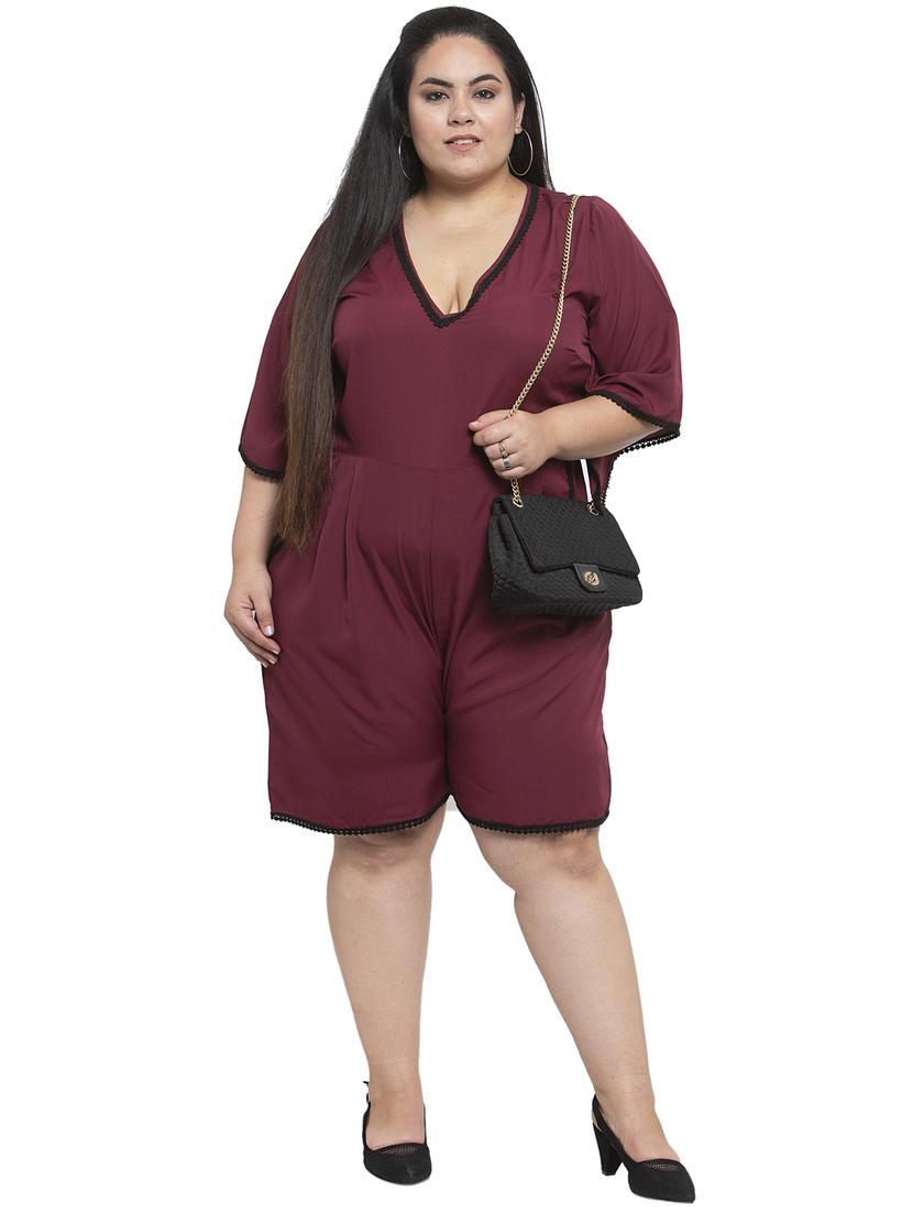 v-neck plus romper - 18239711 - Standard Image - 3