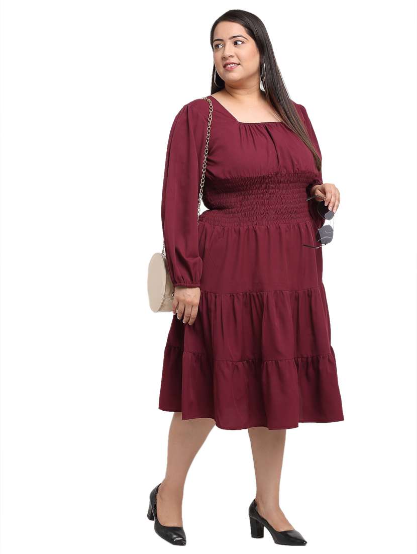 women's tiered dress solid dress - 18239776 -  Standard Image - 3