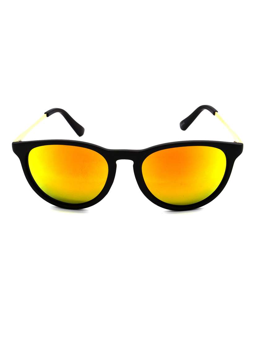 hrinkar men women boys & girls round &  sunglasses golden frame, golden lens (medium)