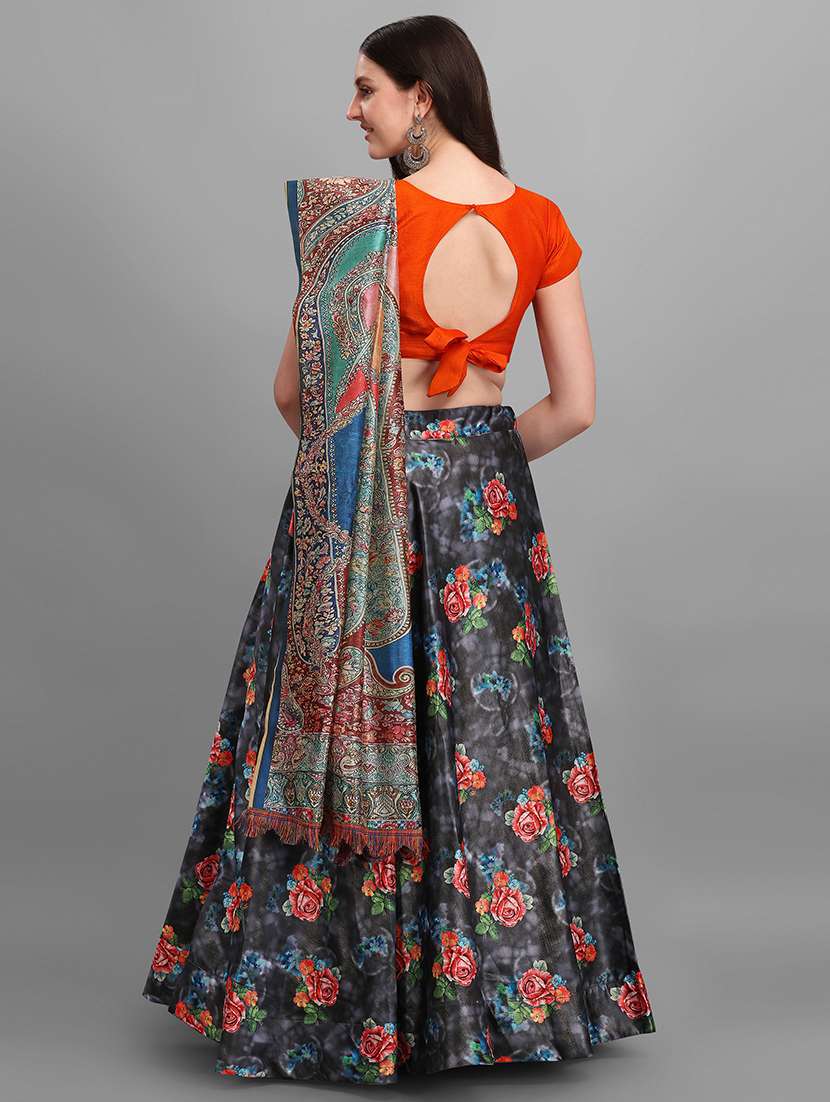 yellow satin flared lehenga - 18244078 - Standard Image - 3