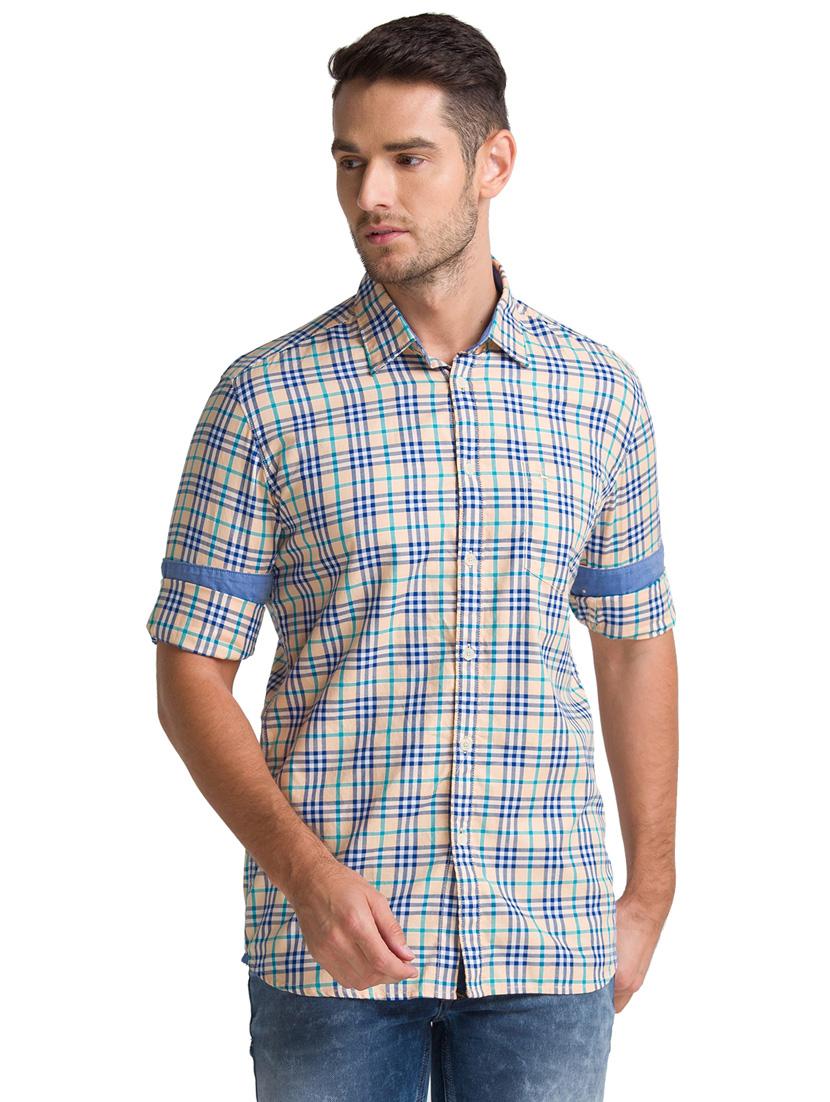 beige checkered casual shirt - 18244378 - Zoom Image - 0