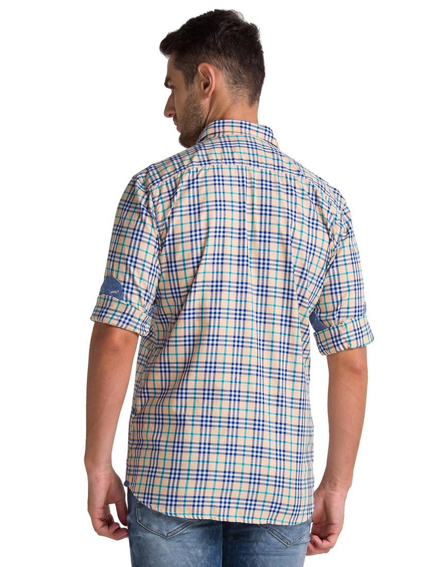 beige checkered casual shirt - 18244378 - Standard Image - 3