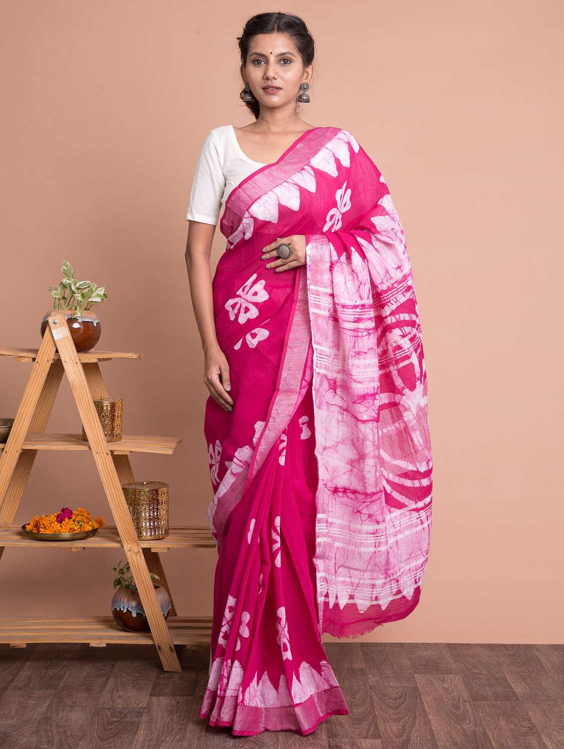 batik printed saree  with blouse