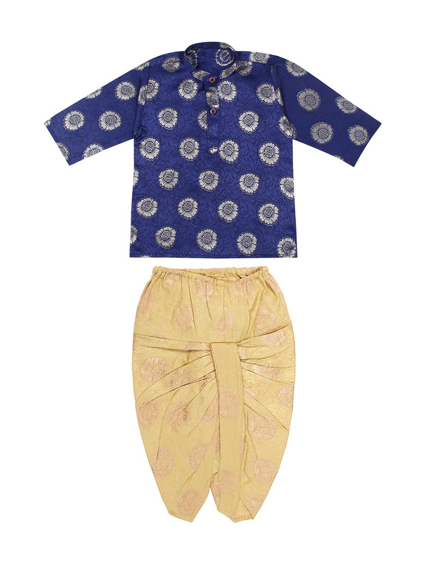 navy blue printed dhoti kurta set - 18244900 - Zoom Image - 0