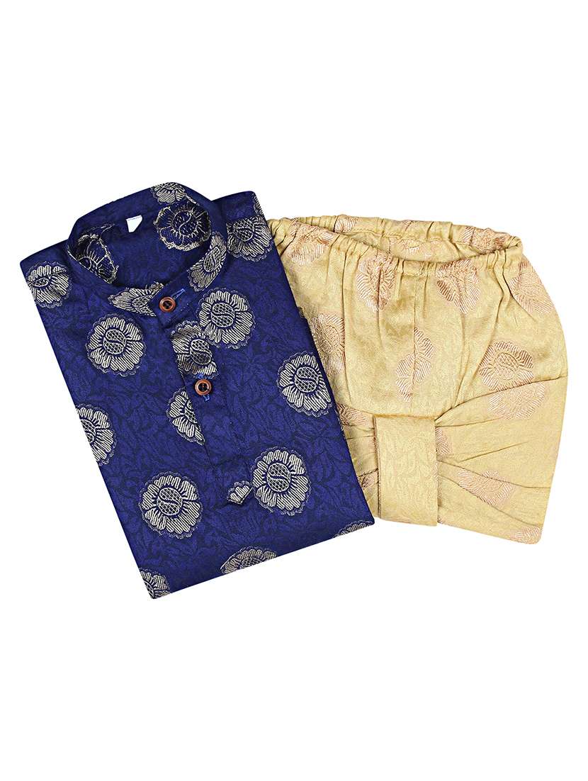 navy blue printed dhoti kurta set - 18244900 - Standard Image - 3